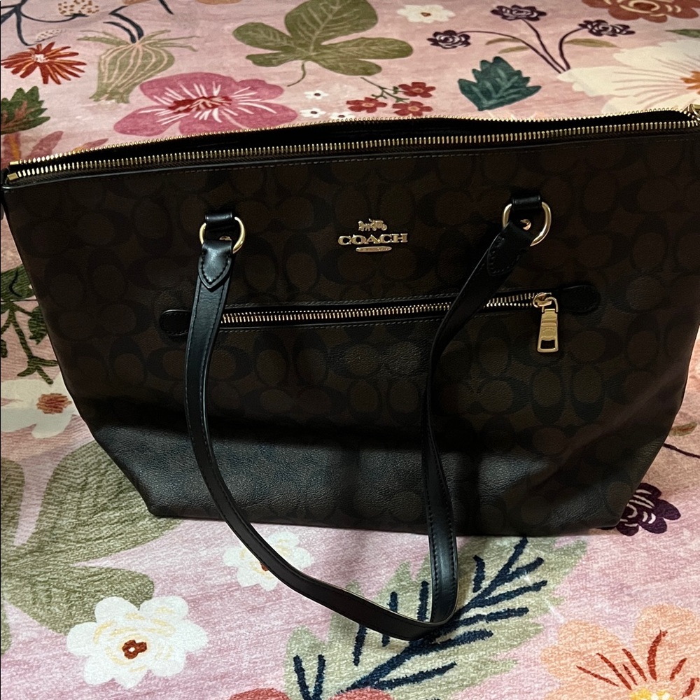 Coach Dark Brown and Black Tote